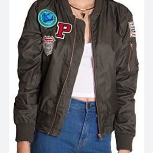 Iris Boutique Bomber Patch Olive Jacket L